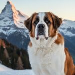 Saint-Bernard adulte au poil court robe blanche avec marques rouge-brun selon le standard FCI n 61