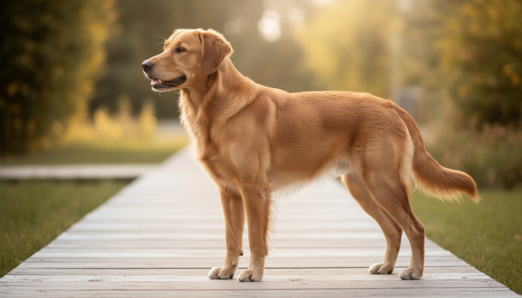 Chien en condition physique idéale, de profil, taille marquée et ventre remonté